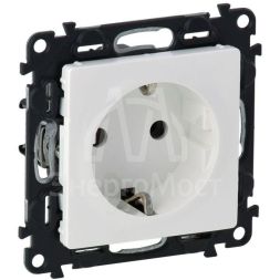 Механизм розетки 1-м СП Valena Life 16А IP20 250В 2К+З с лиц. панелью защ. шторки винт. зажимы бел. Leg 753424