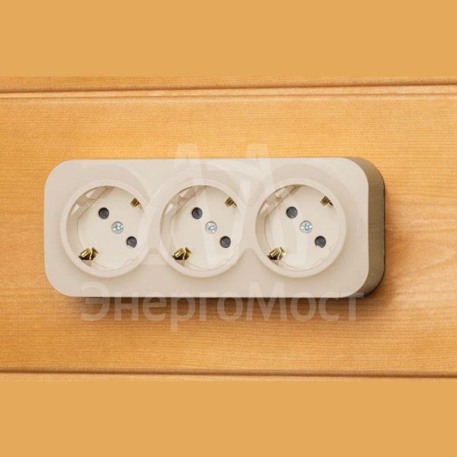 Розетка 3-м ОП Quteo 16А IP20 250В 3х2P+E с заземл. защ. шторки сл. кость Leg 782268