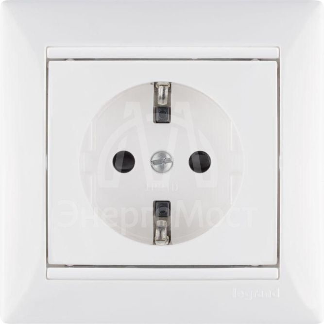 Механизм розетки 1-м СП Valena защ. шторки с заземл. бел. Leg 774421