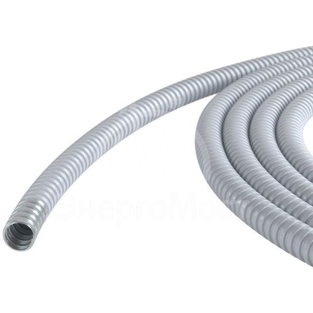 Металлорукав в ПВХ изоляции DN 15мм Dвн.15.5мм Dнар.19.5мм без протяжки сер. (уп.50м) DKC 6071R-015