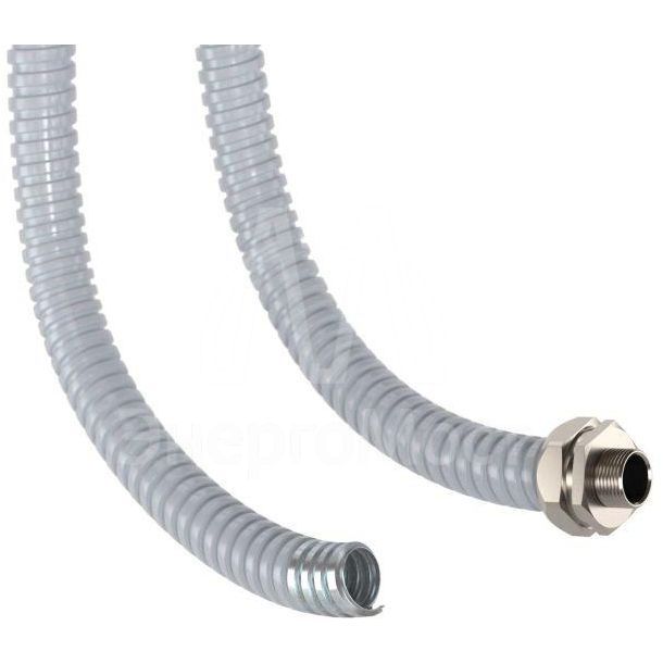 Металлорукав в ПВХ изоляции DN 15мм Dвн.15.5мм Dнар.19.5мм без протяжки сер. (уп.50м) DKC 6071R-015