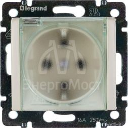 Механизм розетки 1-м СП Valena защ. шторки с защ. крышкой нем. станд. IP44 сл. кость Leg 774120