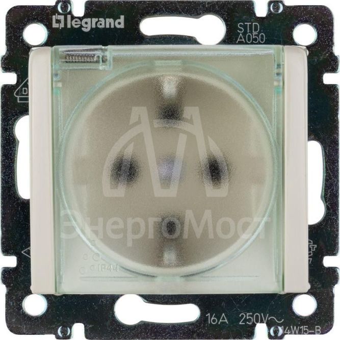 Механизм розетки 1-м СП Valena защ. шторки с защ. крышкой нем. станд. IP44 сл. кость Leg 774120