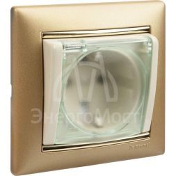 Механизм розетки 1-м СП Valena защ. шторки с защ. крышкой нем. станд. IP44 сл. кость Leg 774120