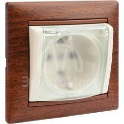 Механизм розетки 1-м СП Valena защ. шторки с защ. крышкой нем. станд. IP44 сл. кость Leg 774120