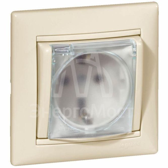 Механизм розетки 1-м СП Valena защ. шторки с защ. крышкой нем. станд. IP44 сл. кость Leg 774120