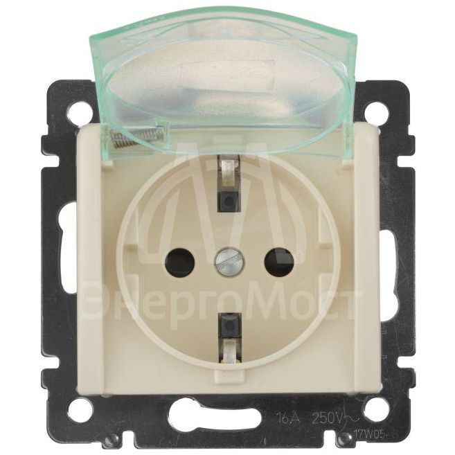 Механизм розетки 1-м СП Valena защ. шторки с защ. крышкой нем. станд. IP44 сл. кость Leg 774120