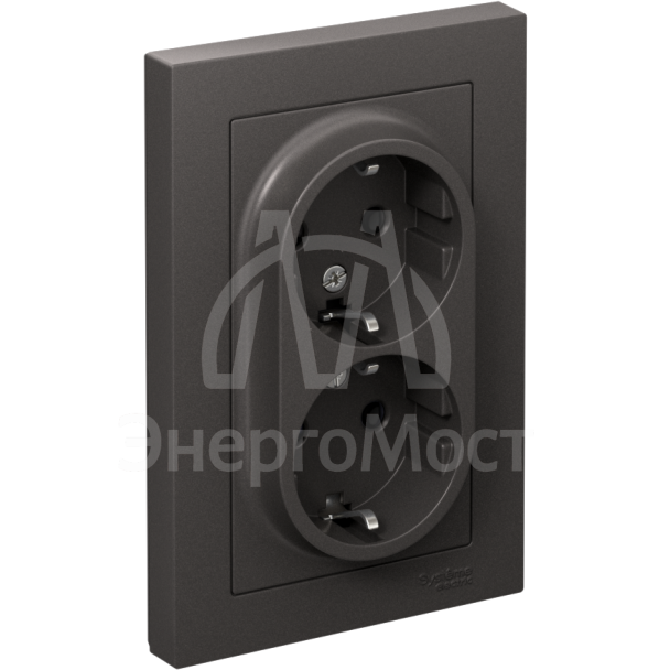 Розетка двойная AtlasDesign с заземл. 16А в сборе базальт SE ATN001424