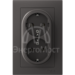 Розетка двойная AtlasDesign с заземл. 16А в сборе базальт SE ATN001424