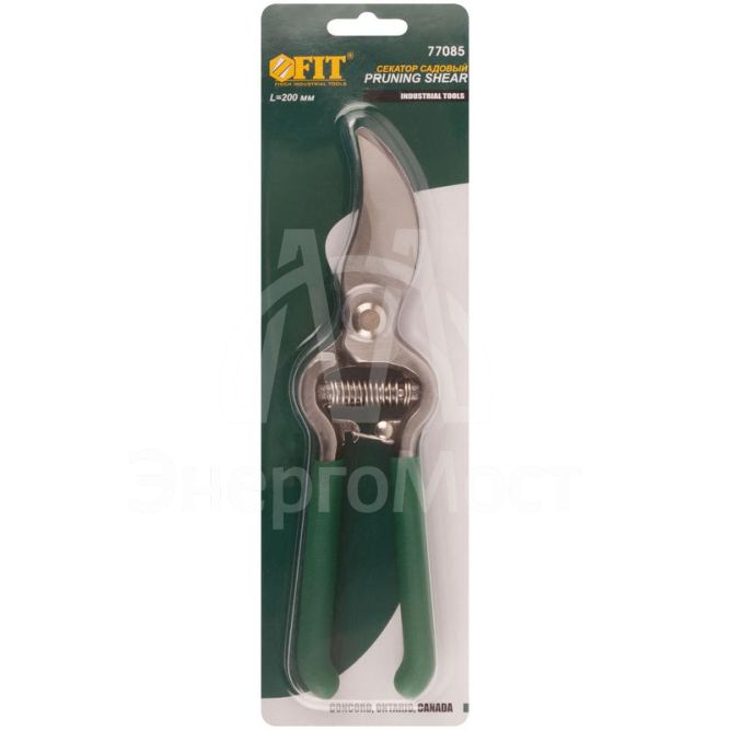 Секатор режущие кромки внахлест усиленная пружина цельнокованый ПВХ ручки 200мм FIT 77085