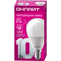 Лампа светодиодная 61 966 OLL-G45-10-230-4K-E14 10Вт ОНЛАЙТ 61966