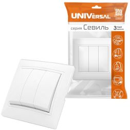 Выключатель 3-кл. СП Севиль 10А IP20 бел. UNIVersal С0043