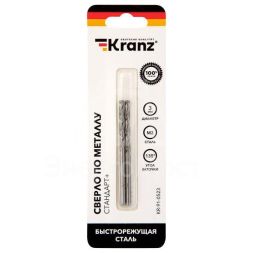 Сверло по металлу 3мм &amp;quot;Стандарт+&amp;quot; (P6M5 M-2) DIN 338 (блист.2шт) Kranz KR-91-0523