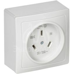 Розетка 1-м ОП Рпл10-К 32А IP20 разборная для плиты с заземл. бел. IEK ERP10-032-K01