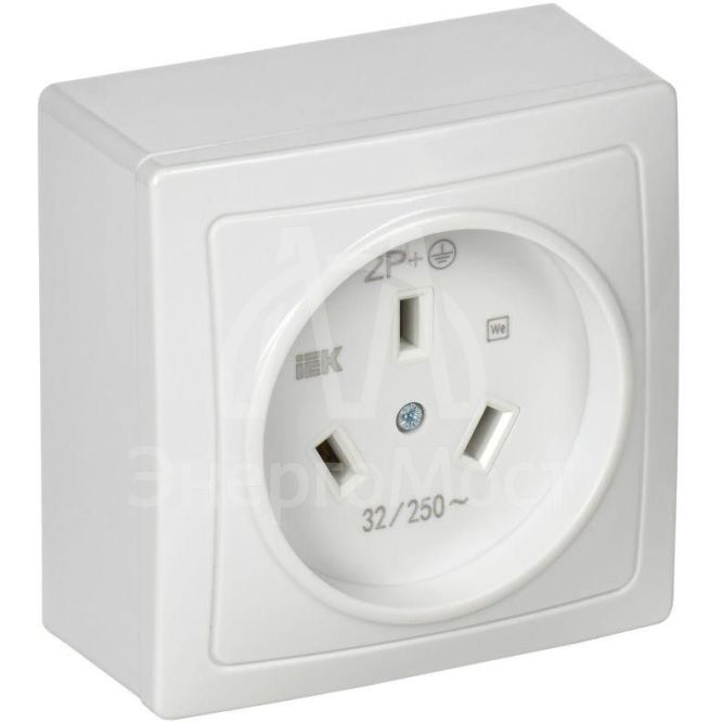 Розетка 1-м ОП Рпл10-К 32А IP20 разборная для плиты с заземл. бел. IEK ERP10-032-K01