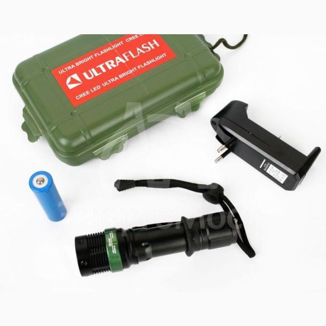 Фонарь E142 (аккум. 220В CREE 3Вт пласт. бокс; черн.) Ultraflash 12187