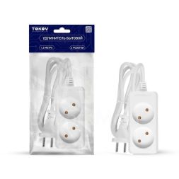 Удлинитель 2х1.5м без заземл. 10А 2х0.75 TOKOV ELECTRIC TKE-C01-BU2-1.5-075