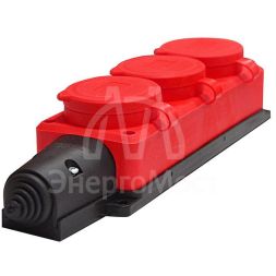 Колодка 3-м 1-ф с заглушками &amp;quot;КОМПАКТ&amp;quot; каучук красн. Universal 3073