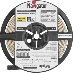 Лента светодиодная 71 407 NLS-3528Y60-4.8 IP65 12B R5 4.8Вт/м (уп.5м) Navigator 71407