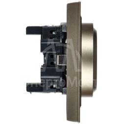 Розетка 2-м СП BRITE РС12-3-БрШ 16А в сборе с заземл. без защ. шторок шампань IEK BR-R21-16-K37-F