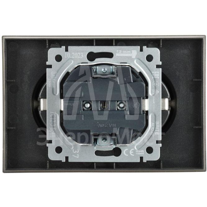 Розетка 2-м СП BRITE РС12-3-БрШ 16А в сборе с заземл. без защ. шторок шампань IEK BR-R21-16-K37-F