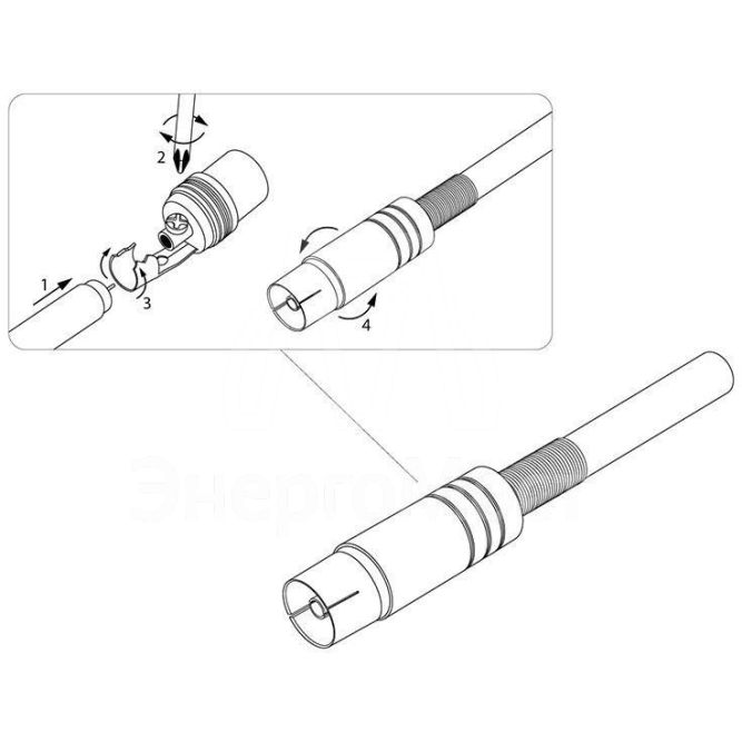 Разъем антенный на кабель гнездо-TV никель с пружиной блист. Rexant 06-0015-A