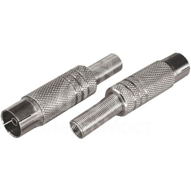 Разъем антенный на кабель гнездо-TV никель с пружиной блист. Rexant 06-0015-A