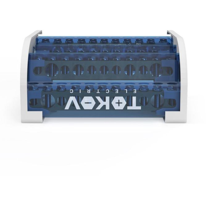 Шина на DIN-рейку в корпусе (кросс-модуль) 4 группы по 11 отверстий 125А TOKOV ELECTRICT KE-DBTB-125-4-11/3L+PEN