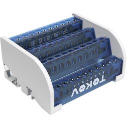 Шина на DIN-рейку в корпусе (кросс-модуль) 4 группы по 11 отверстий 125А TOKOV ELECTRICT KE-DBTB-125-4-11/3L+PEN