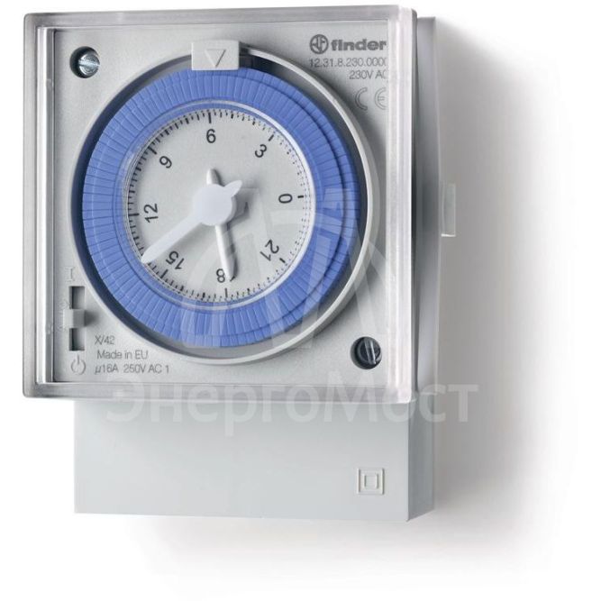 Реле времени механическое суточное 16А 120...230В AC 1CO монтаж на панель резервн. источник питания IP20 FINDER 123182300000