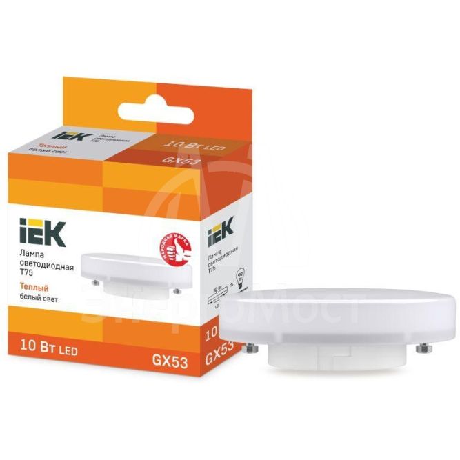 Лампа светодиодная ECO T75 таблетка 10Вт 230В 3000К GX53 IEK LLE-T80-10-230-30-GX53