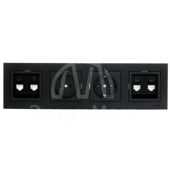 Рамка 4-местн. горизонт. VESNA черн. бархат LEZARD 742-4200-149