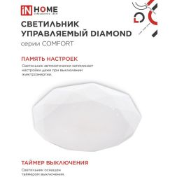 Светильник светодиодный COMFORT DIAMOND 55Вт 230В 3000-6500К 4400лм 330х80мм с пультом ДУ IN HOME 4690612035048