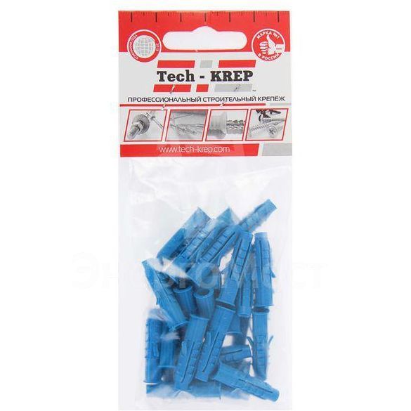 Дюбель распорный Чапай 6х30 шипы+усы полипропилен (уп.30шт) пакет Tech-Krep 111128