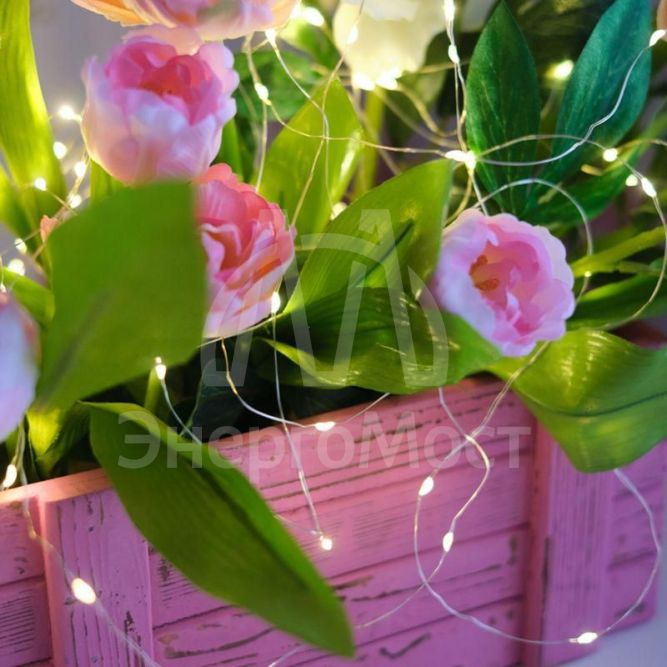 Гирлянда светодиодная &amp;quot;Роса&amp;quot; 10м 100LED тепл. бел. 1Вт IP20 USB Neon-Night 315-976