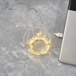 Гирлянда светодиодная &amp;quot;Роса&amp;quot; 10м 100LED тепл. бел. 1Вт IP20 USB Neon-Night 315-976