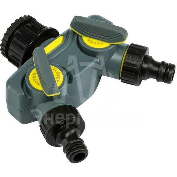 Разветвитель 2-х канальный на кран 1/2дюйм-3/4дюйм ЧЕТЫРЕ СЕЗОНА 62-0223-F