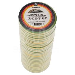 Изолента ПВХ профессиональная 0.18х19мм 20м желт./зел. (уп.10шт) Kranz KR-09-2807