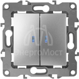 Механизм выключателя 2-кл. СП Эра12 10А IP20 12-1105-03 250В 10AX с подсветкой алюм. Эра Б0014659