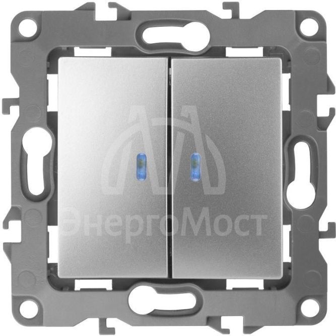 Механизм выключателя 2-кл. СП Эра12 10А IP20 12-1105-03 250В 10AX с подсветкой алюм. Эра Б0014659