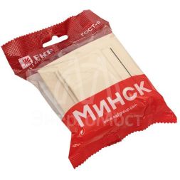 Розетка 1-м СП Минск 16А IP44 с заземл. защ. шторки с крышкой беж. EKF ERR16-029-200-44