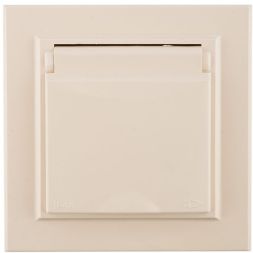 Розетка 1-м СП Минск 16А IP44 с заземл. защ. шторки с крышкой беж. EKF ERR16-029-200-44