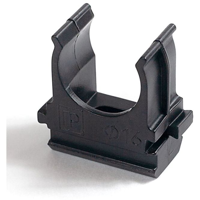 Держатель для труб (клипса) d16мм полистирол черн. (уп.100шт) Промрукав PR.02716ч