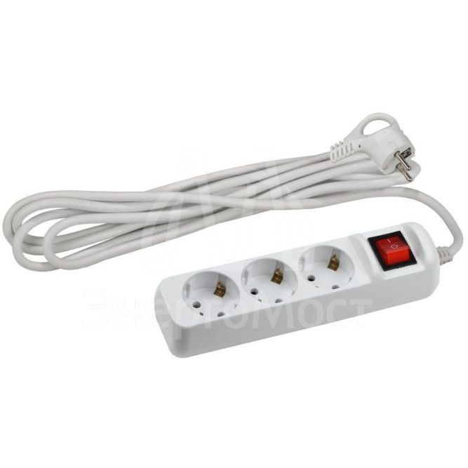 Удлинитель с заземлением UX-3es-5m 3х0.75кв.мм с выкл. 3гнезда 5м (5/10/480) Эра Б0035755