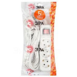 Удлинитель с заземлением UX-3es-5m 3х0.75кв.мм с выкл. 3гнезда 5м (5/10/480) Эра Б0035755
