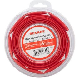 Трубка термоусаживаемая 5.0/2.5мм красн. ролик 2.44м Rexant 29-0024