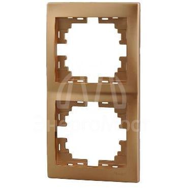 Рамка 2-м Мира верт. метал. зол. LEZARD 701-1300-152