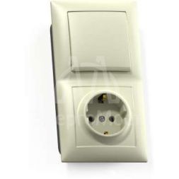 Блок СП БКВР-411 Селена (1-кл. выкл. + розетка с заземл.) сл. кость Кунцево 8176