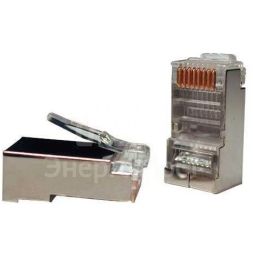 Разъем PLUG-8P8C-U-C5-SH-100 RJ45(8P8C) под витую пару кат. 5e экранир. универс. (для ож и мж кабеля) (уп.100шт) Hyperline 49375