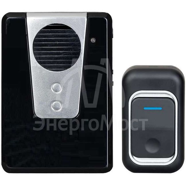 Звонок беспроводной полиф. Трио 32 мел. 150м 4-тон. полифония регул. громкости настол.-настен. брызгозащ. кнопка IP44 3ААх1.5В Тритон ТР-02Б